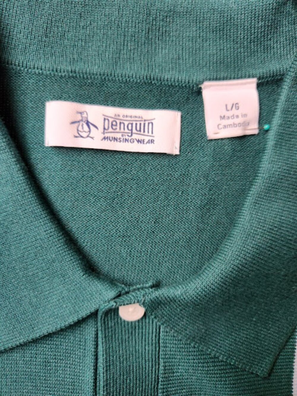 Original Penguin Munsingwear Knit Golf Polo Shirt Size Large NWT Retro Teal - Picture 8 of 9